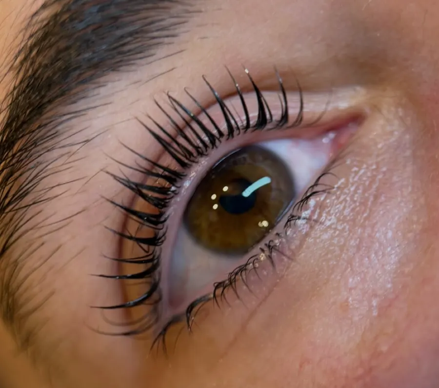 Primer plano de ojo con pestañas definidas
